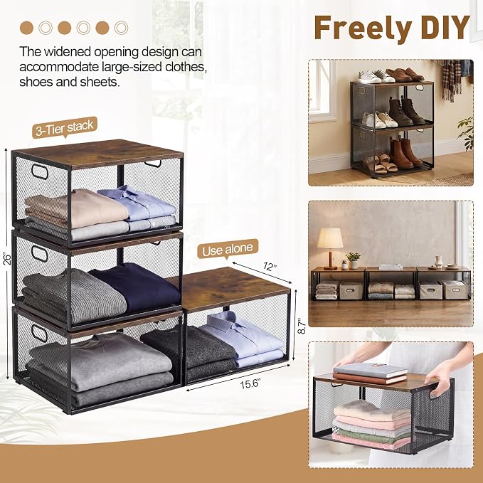 AceOrbit 3 Pcs Widened Stackable Closet Organizers and Storage - Image 2
