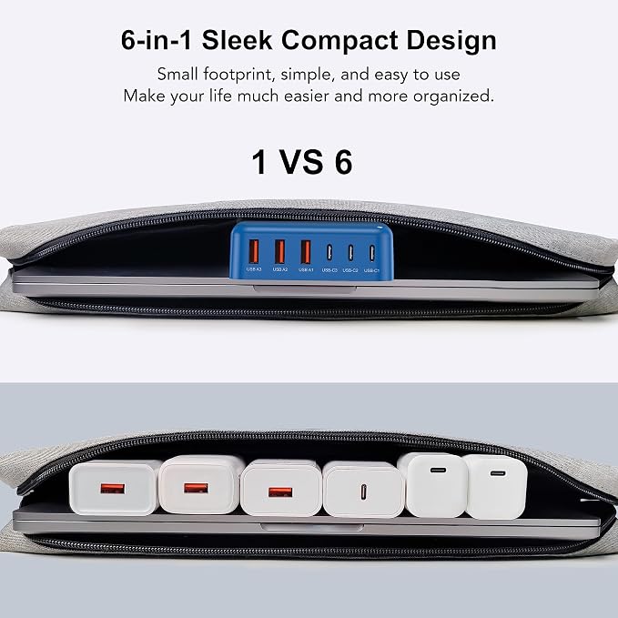 USB C Fast Charger, 100W GaN 6 Port Type C Charging Station Hub Block Cube - Image 7