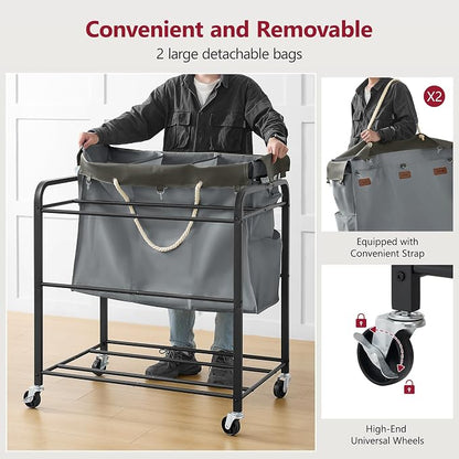 Tajsoon 350L Extra Large Laundry Cart 6 Section, Heavy Duty Laundry Sorter - Image 5