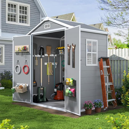Aoxun 6x4 FT Outdoor Storage Shed, Plastic Garden Resin Shed - Image 6