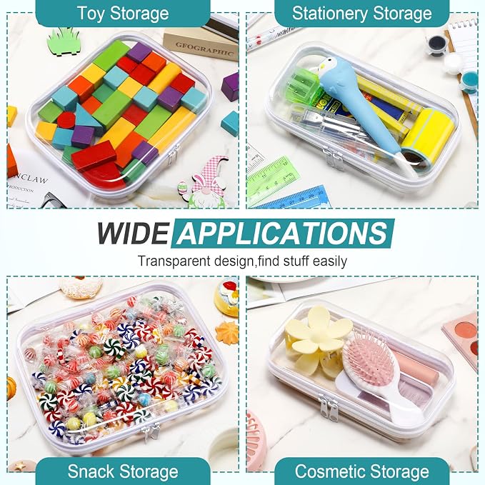 Sanwuta 6 Pcs Clear Hard Zipper Case Hard Plastic Zipper Pouches Transparent - Image 6