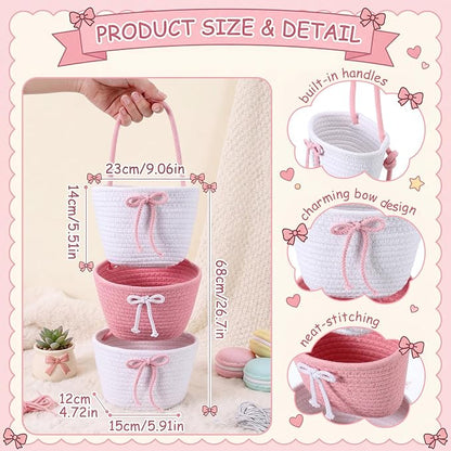 3-Tier Hanging Wall Basket Wall Mounted Woven Basket - Image 2