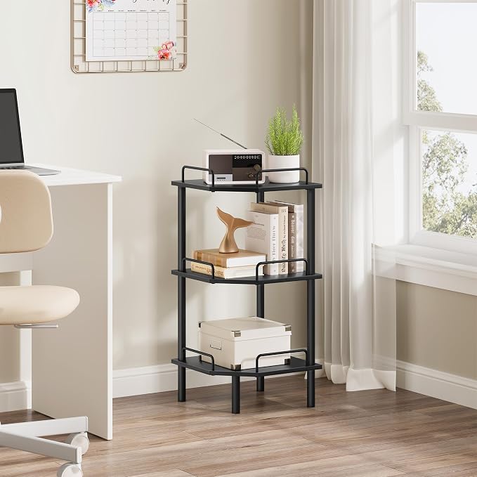Tajsoon 3 Tier Corner Shelf Stand, Standing Corner Shelf Unit, Industrial - Image 8