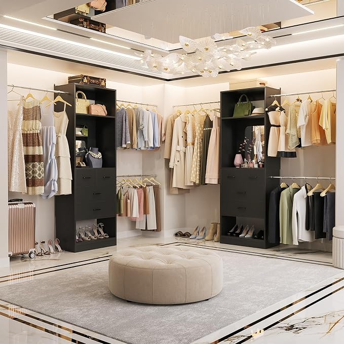 Unikito 8FT Closet System with Mirror and 3 Extendable Hanging Rods, 4 Wood - Image 3