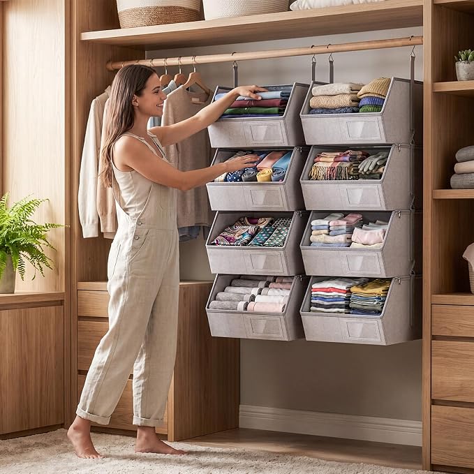 2 Pack 4-Tier Hanging Closet Organizer, Detachable Hanging Storage Shelves - Image 2