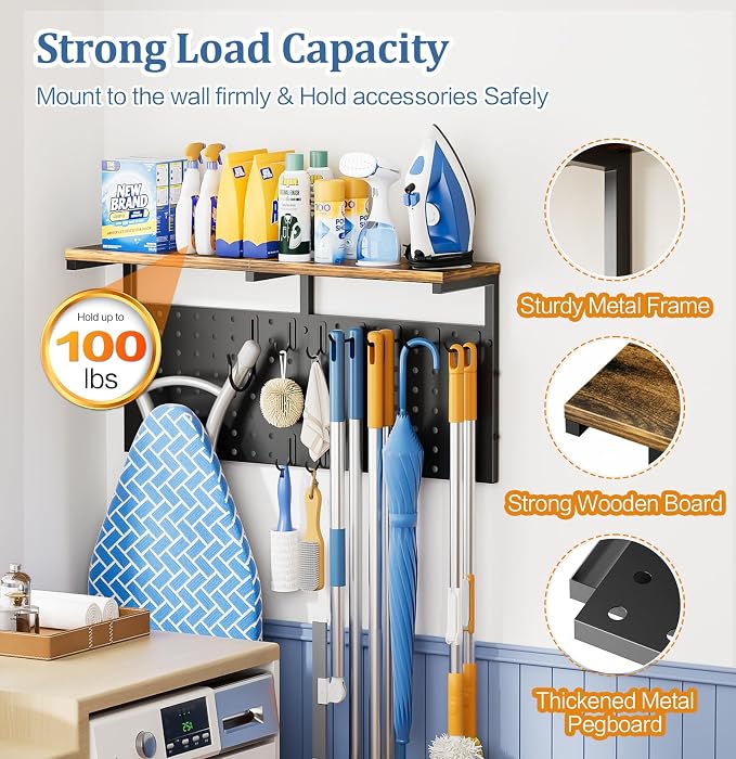Ironing Board Hanger Wall Mount, Large Storage Iron and Ironing Board Holder - Image 4