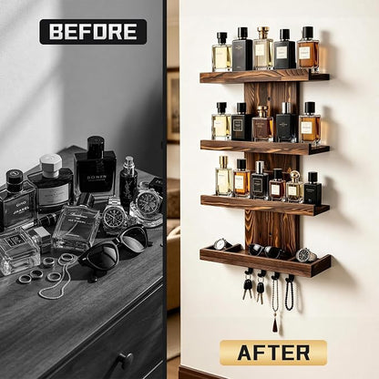 Cologne Organizer for Men, Wall-Mounted Perfume Storage Display Shelf | Wooden - Image 6