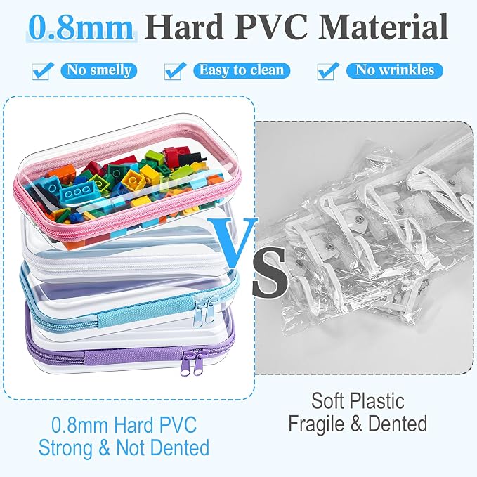 Hoolerry 4 Pcs Hard Clear Zipper Case Makeup Bags Plastic Pencil Pouch - Image 4