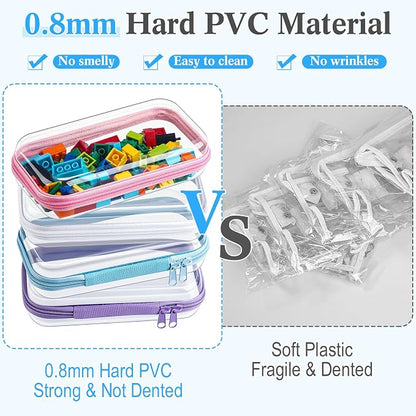 Hoolerry 4 Pcs Hard Clear Zipper Case Makeup Bags Plastic Pencil Pouch - Image 4