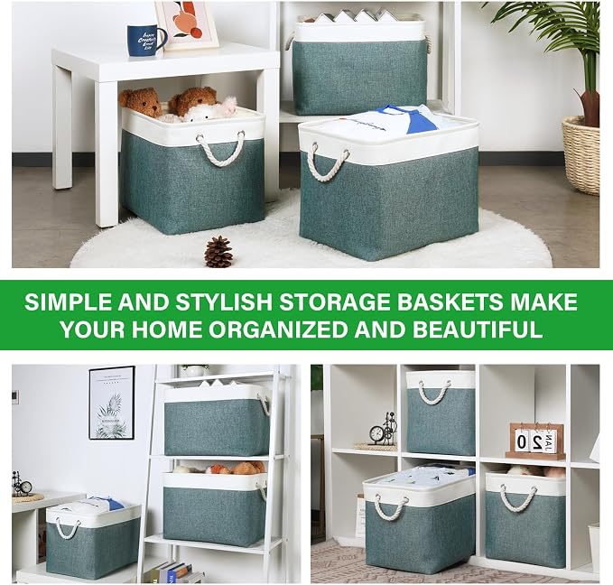 Bidtakay Large Storage Baskets for Shelves 3 Pack Fabric Storage Bins for - Image 9