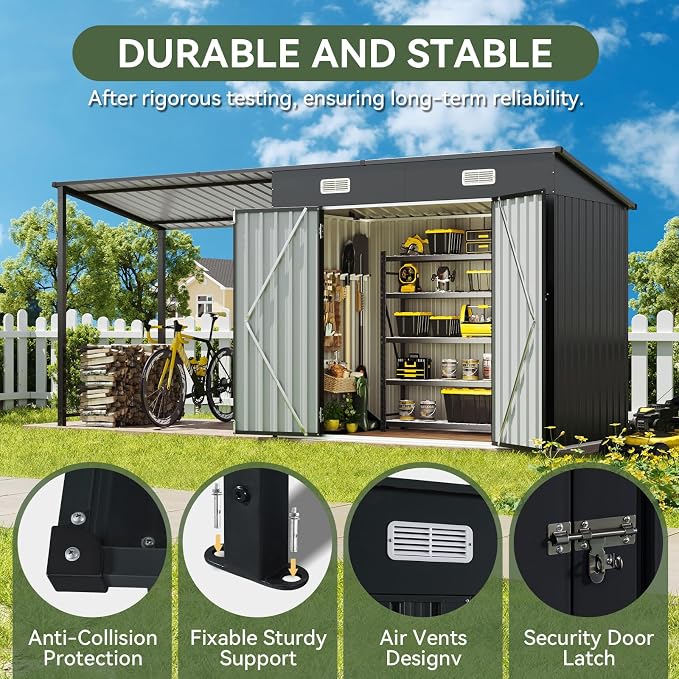 Aoxun 6x4FT Outdoor Storage Shed & Hardtop Gazebo Combo - Image 6