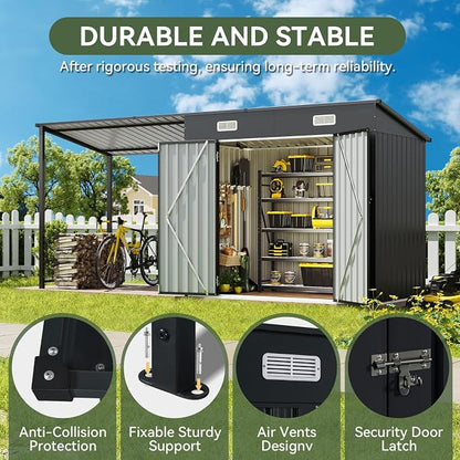 Aoxun 6x4FT Outdoor Storage Shed & Hardtop Gazebo Combo - Image 6
