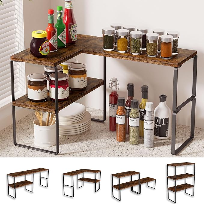 Kitchen Counter Organizer, Countertop Shelf, Adjustable, Stackable | Kitchen by Golener