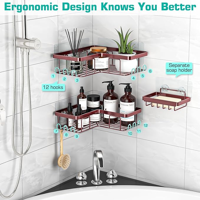 YASONIC Corner Shower Caddy, Rustproof Stainless Steel, No Drilling Wall - Image 4