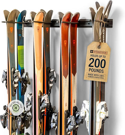 StoreYourBoard Ski Rack Wall Mount – Heavy-Duty Steel Ski Wall Mount Holds Up by StoreYourBoard