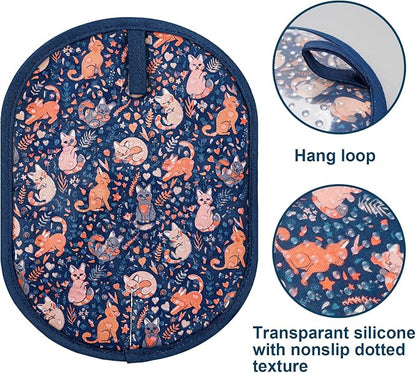 Pot Holders Set of 2 with Transparent Clear Silicone Shell and Nice Cat Flower - Image 3