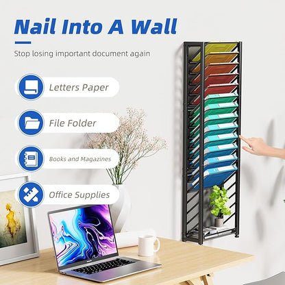Simple Trending Wall File Organizer, 18-Tier Mesh Hanging Paper Document Folder - Image 2