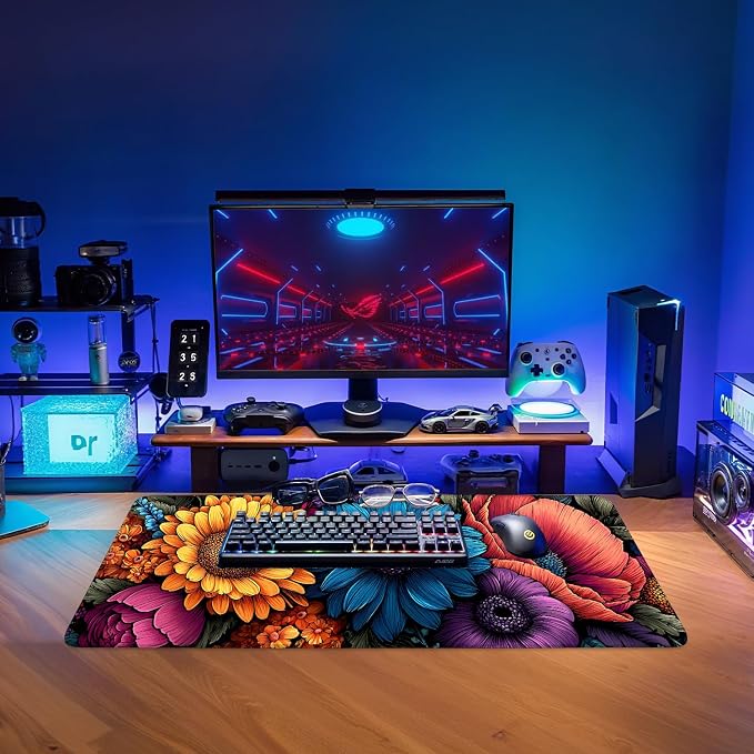 Flower Gaming Mouse Pad 31.5"x11.8"Desk Mat Anti-Slip Rubber Base & Durable - Image 9