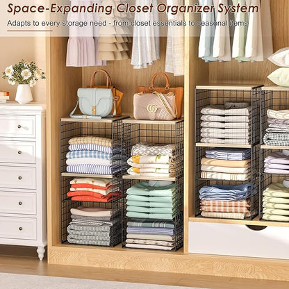 2 Pack Closet Organizer System, Extra Tall Stackable Closet Shelves | Large - Image 2