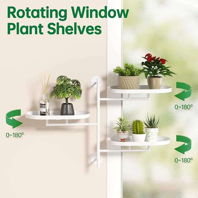 Rotating Window Plant Shelves for Multiple Plants Indoors, 3-tier Metal Corner - Image 3