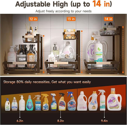 Sevenblue 2-Pack 2-Tier Height Adjustable Under Sink Organizer & Storage | - Image 3