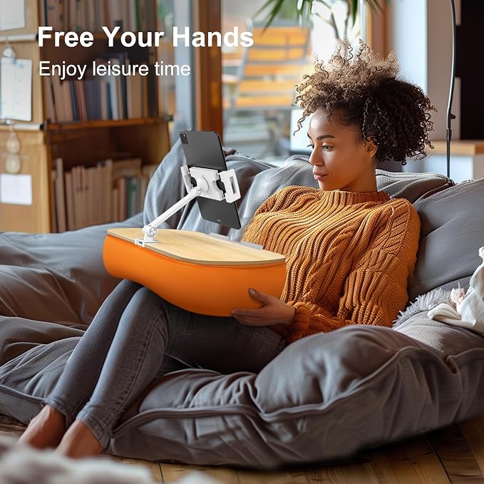 Cozy Kindle Pillow Stand with 360° Adjustable Tablet Holder, Wooden Panel - Image 7
