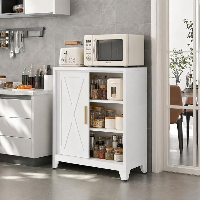 Kitchen Sideboard Buffet with Storage, Adjustable Shelves, Small Pantry Storage - Image 7