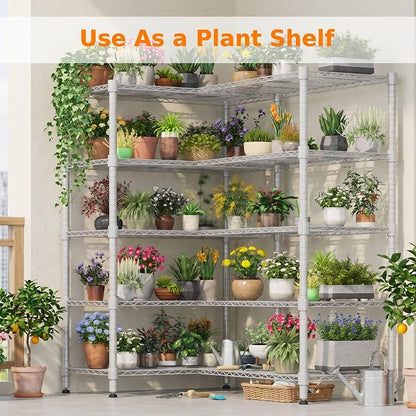 Homdox 5-Tier Adjustable Metal Storage Shelves, Space-Saving Corner Rack - Image 2