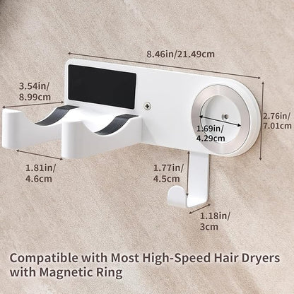 Hair Dryer Holder Wall Mounted, Hair Dryer Organizer Self Adhesive Compatible - Image 6
