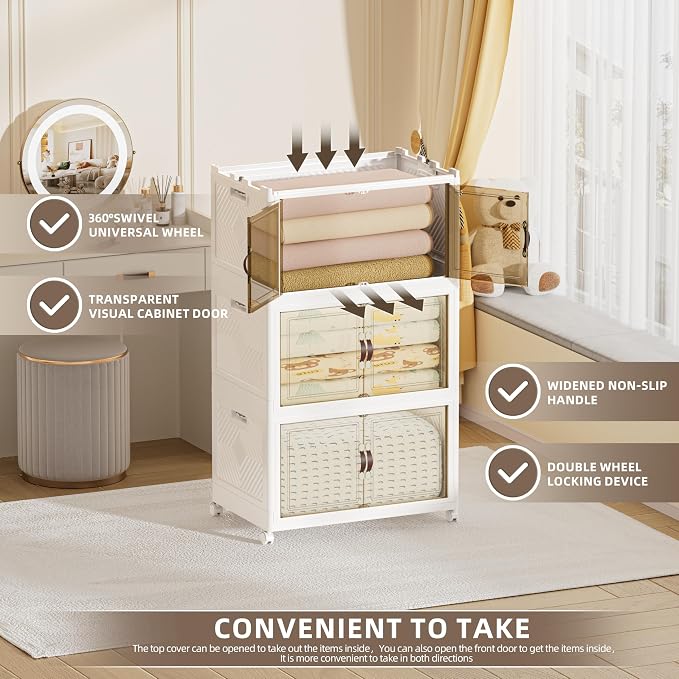 312 QT / 78 Gal Large Foldable Stackable Plastic Storage Cabinet - Image 6