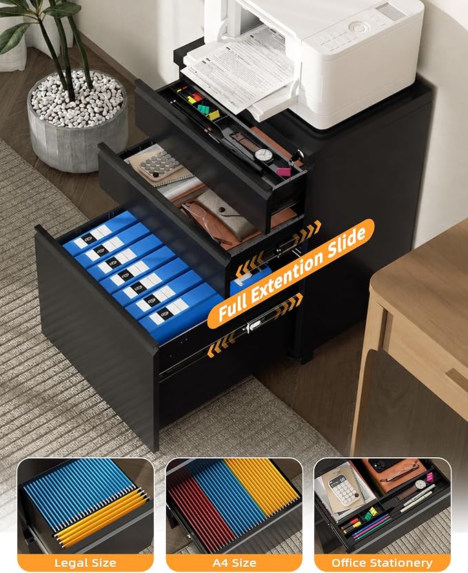 3 Drawer Mobile File Cabinet - Image 5