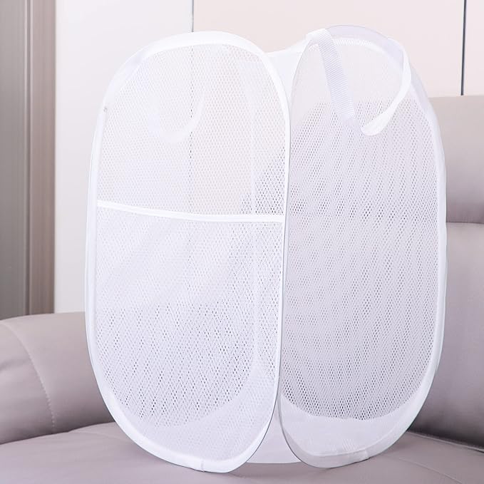 2 Pack Laundry Basket, Foldable Mesh Popup Laundry Hamper - Image 3