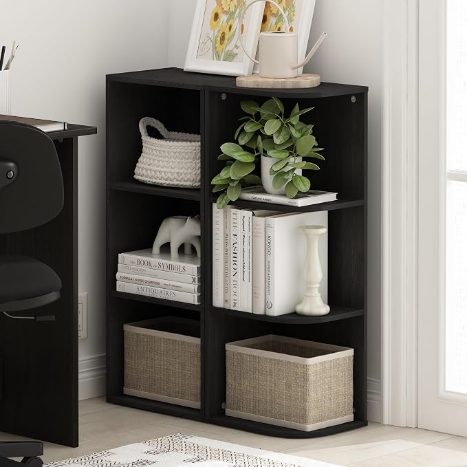 Furinno PASIR Book Shelf, 3-Tier Corner Bookshelf, Open Shelves Bookcase 9.3 x - Image 2