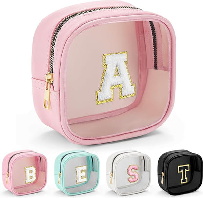 YOOLIFE Initial Mini Makeup Bag | Make Up Bag Travel Toiletry Bag | Clear by YOOLIFE
