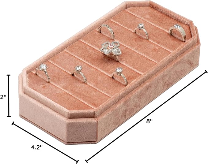 Velvet Ring Organizer Display Tray Jewelry Box Earring Holder Case - Image 7