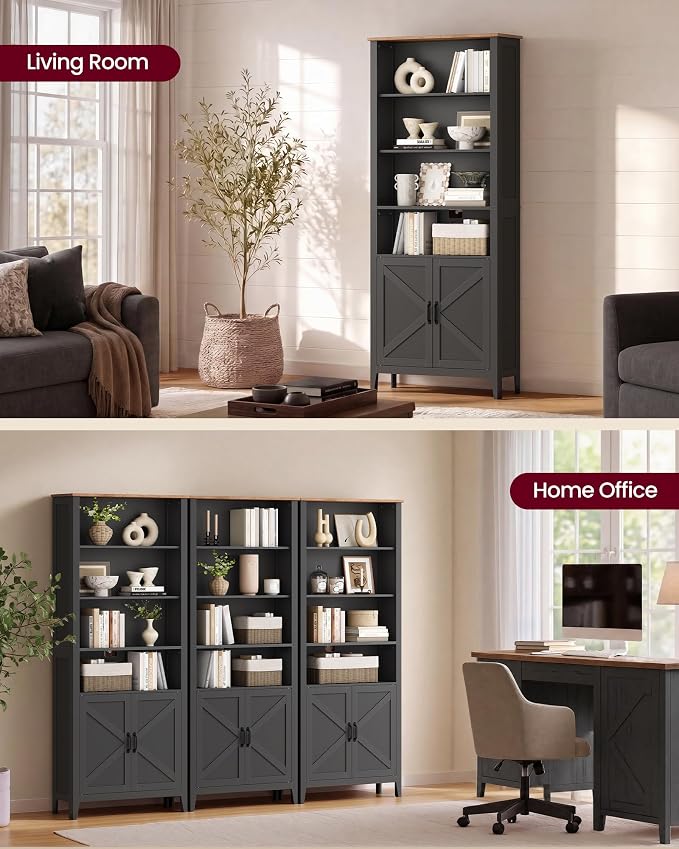 VASAGLE Liry Collection Farmhouse Bookshelf, 6-Tier Bookcase - Image 4
