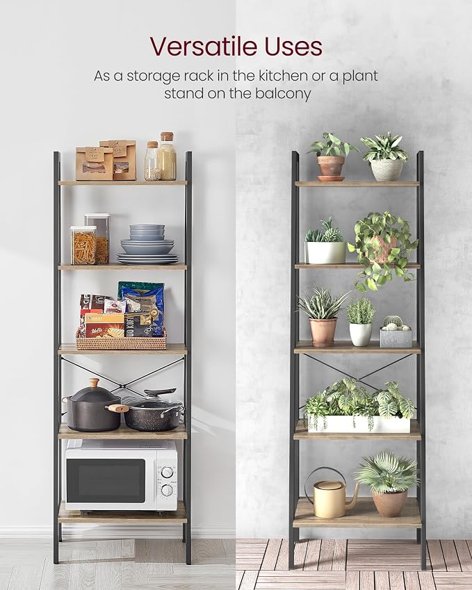 VASAGLE Ladder Shelf, 5-Tier Bookshelf, Storage Rack, Bookcase - Image 9