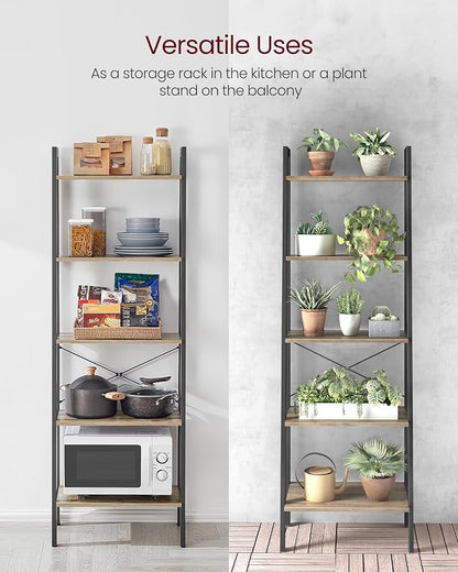 VASAGLE Ladder Shelf, 5-Tier Bookshelf, Storage Rack, Bookcase - Image 9