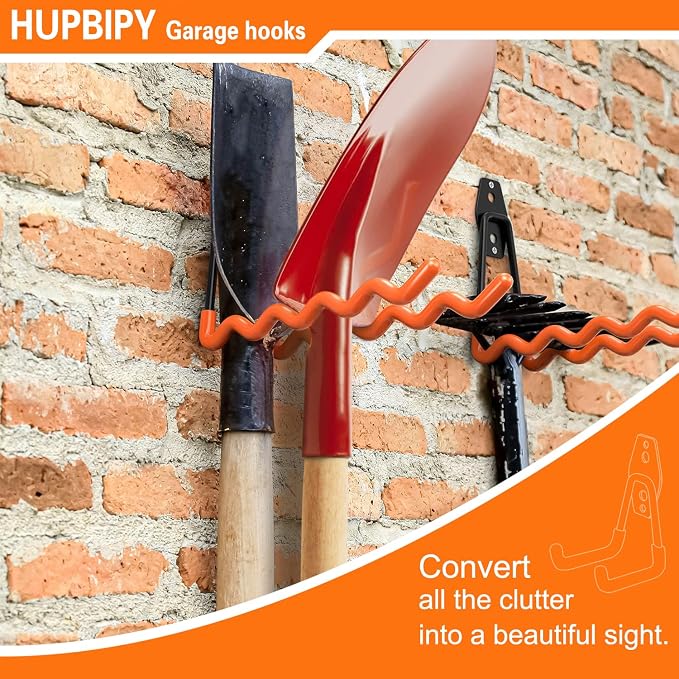 Heavy Duty Garage Hooks 4 Pack, 7.7 inch Wave Long Hanger, Wall Mounted Storage - Image 2