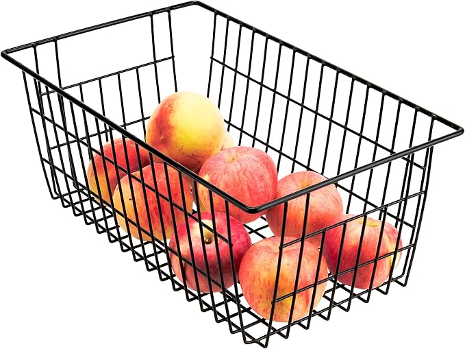 Wire Storage Basket Organizer Bins Farmhouse Metal Basket Pantry Large - Image 3