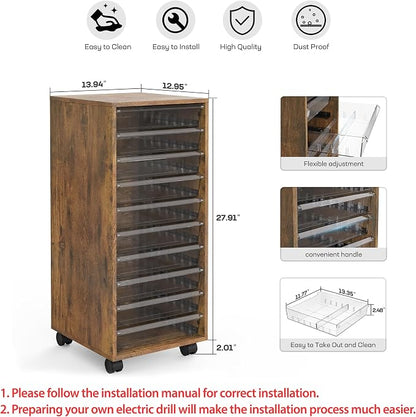 WOPITUES Storage Drawer Cart, Mobile Storage Cabinet, Makeup Storage - Image 3