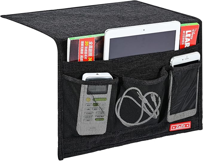 Zafit Linen 4 Pockets Bedside Caddy, Bedside Storage Organizer by ZAFIT