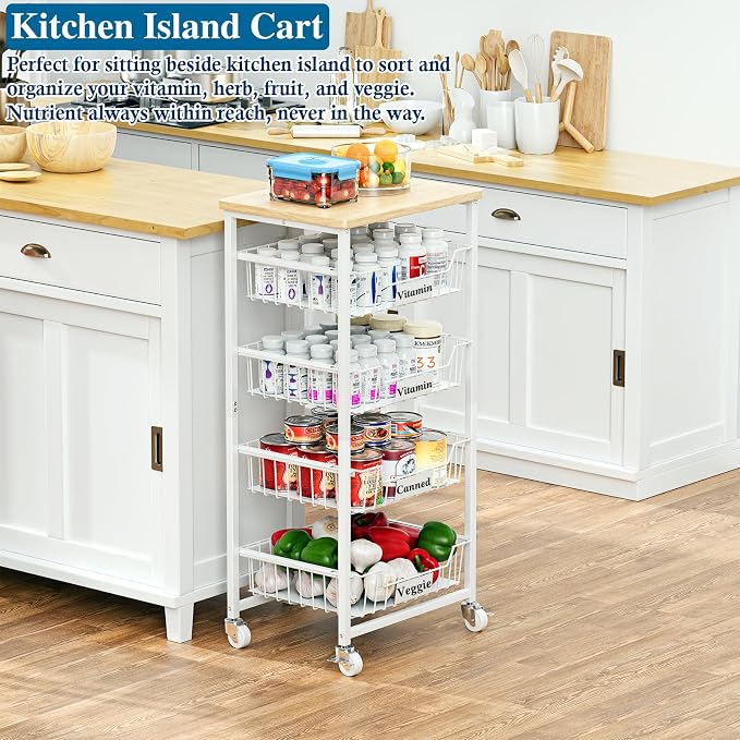 5-Tier Small Kitchen Storage Cart on Wheels - Image 8