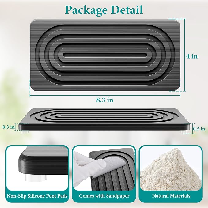 Water Absorbing Stone Tray for Sink, Quick Drying Diatomite Bathroom Tray - Image 2