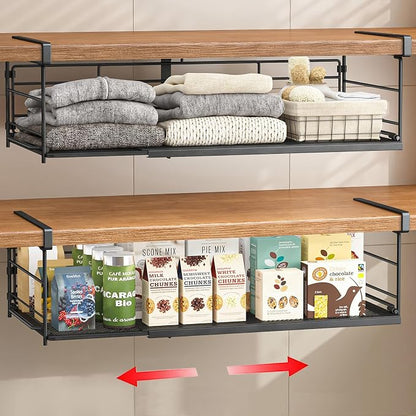 Expandable Under Cabinet Shelf, Extendable Under Shelf Storage by SHINEWON
