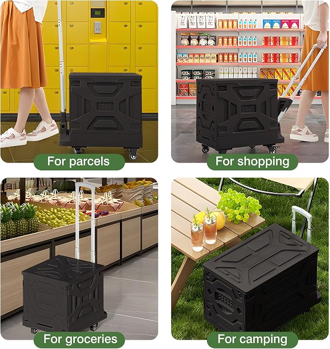 VECELO 23 GAL 2-in-1 Foldable Shopping Cart, Collapsible Utility Cart - Image 4