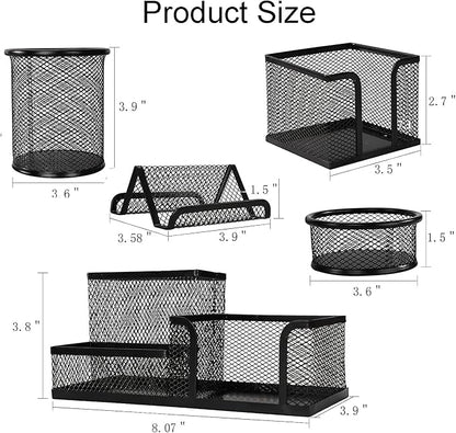 Mesh Pen Holder for Desk Pencil Holders 5 Pieces Desk Organizer Office Supplies - Image 6