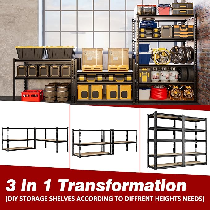 Heavy Duty Garage Shelving, 5-Tier Garage Storage Shelves, 2025LBS Storage - Image 5