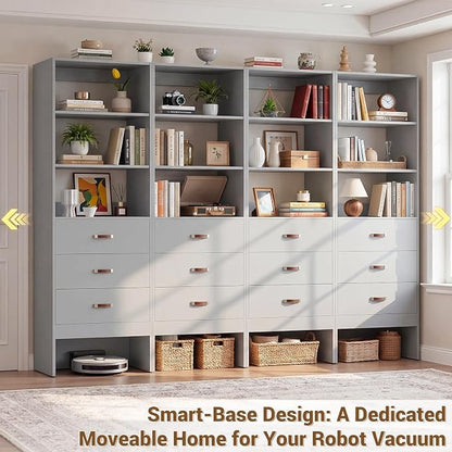 8FT Closet System with Leather Handles, Wood Wardrobe Closet Organizer and - Image 4