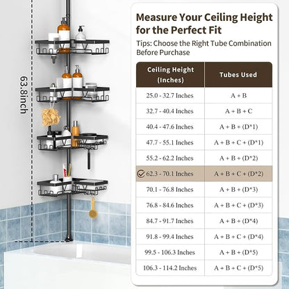 KEGII Corner Shower Caddy Tension Pole, Large Capacity Bathroom Organizer | 28 - Image 7